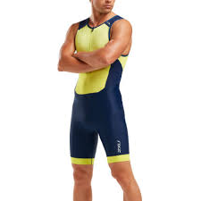 2XU Herren Perform Front Zip Trisuit, Navy/Limeade