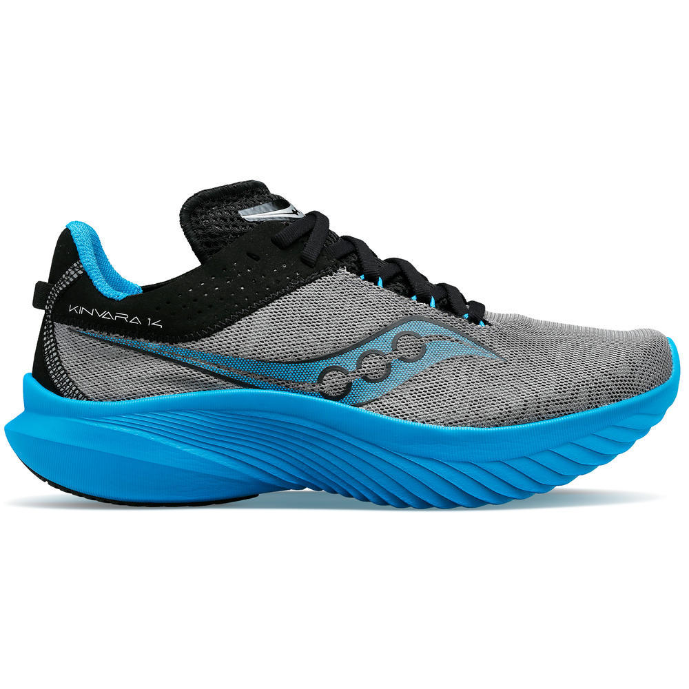 Saucony Kinvara 14, Damen, echo pewter, blau/schwarz reflektierend