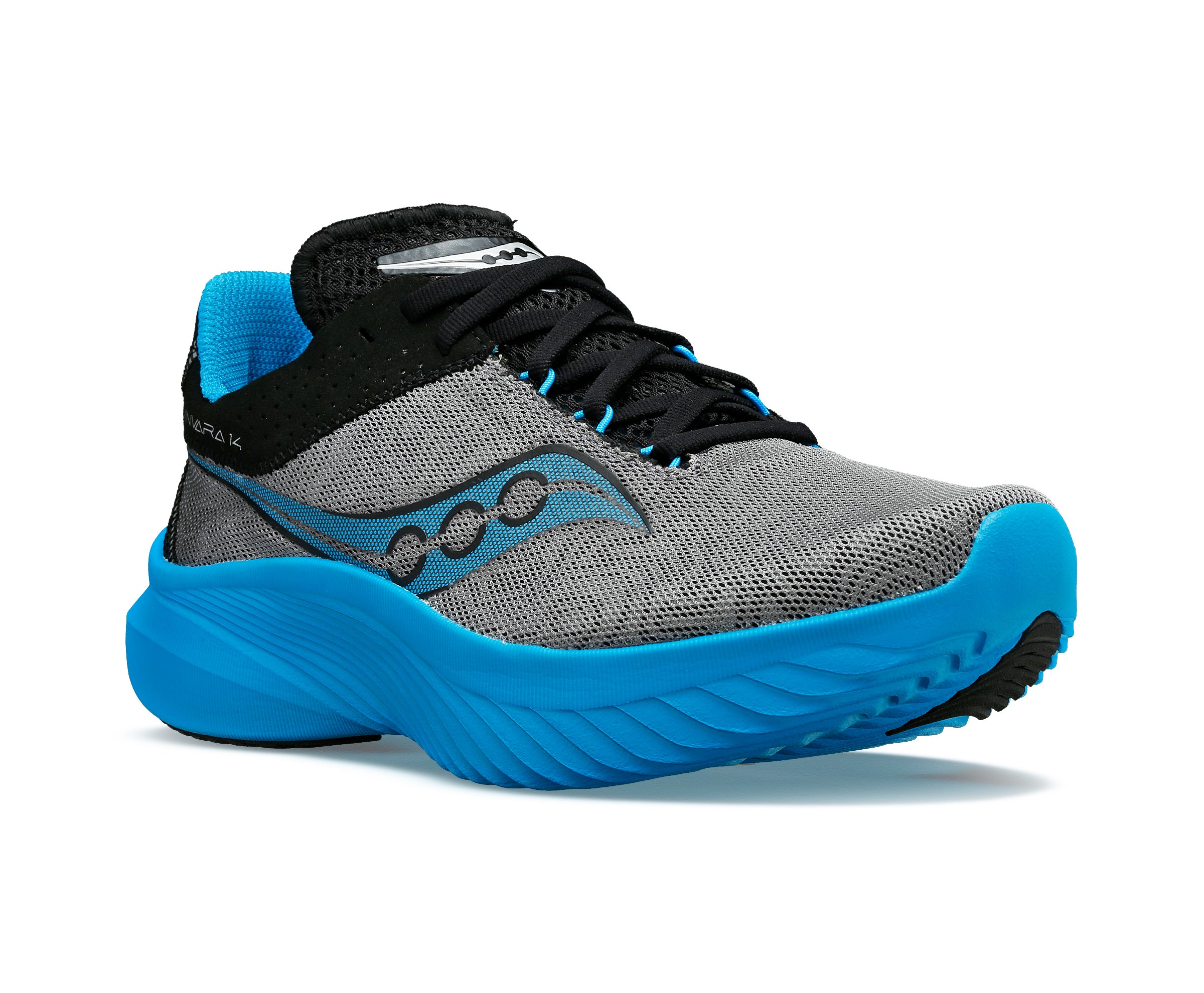 Saucony Kinvara 14, Damen, echo pewter, blau/schwarz reflektierend