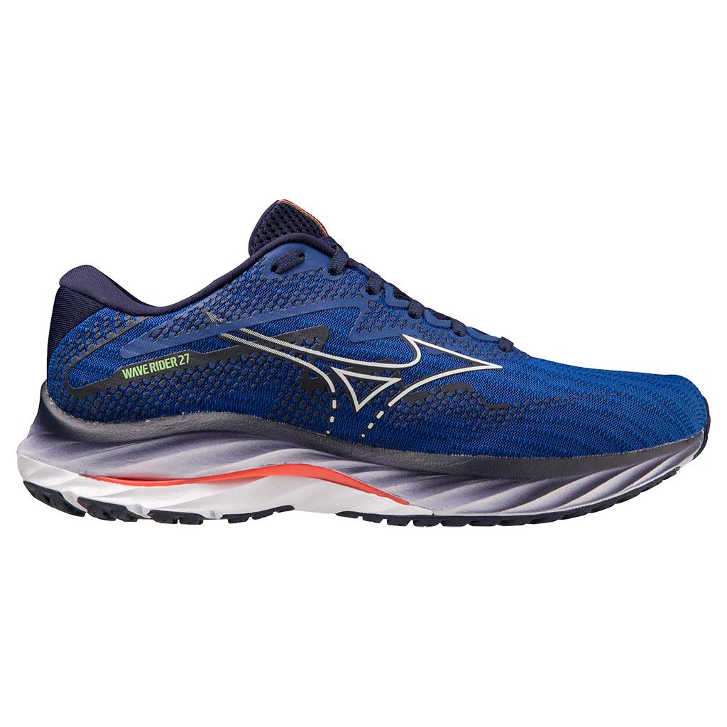 MIZUNO Wave Rider 27, Herren, Surf the Web/White/Neon Flame