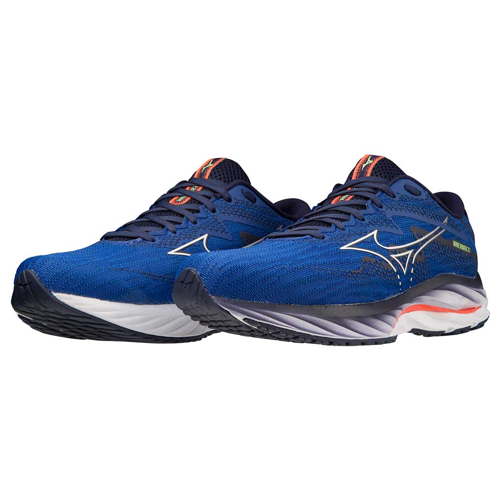 MIZUNO Wave Rider 27, Herren, Surf the Web/White/Neon Flame