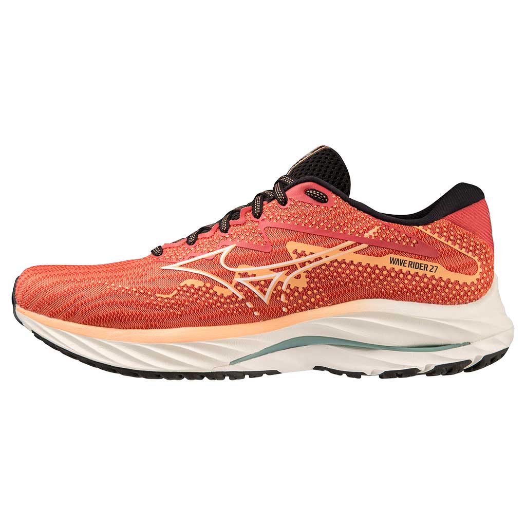 MIZUNO Wave Rider 27, Herren, Spiced Coral/Snow White/Tourmaline