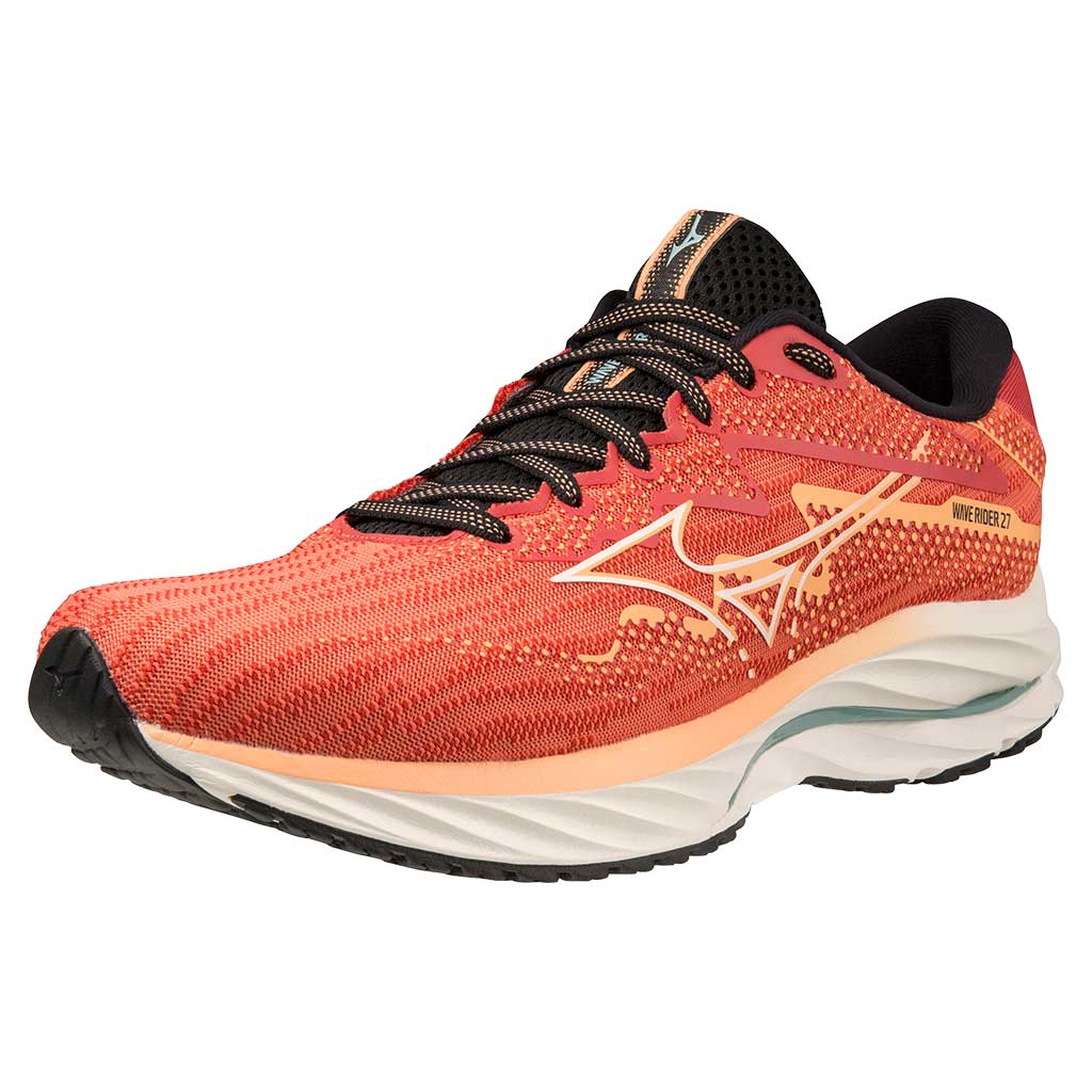 MIZUNO Wave Rider 27, Herren, Spiced Coral/Snow White/Tourmaline