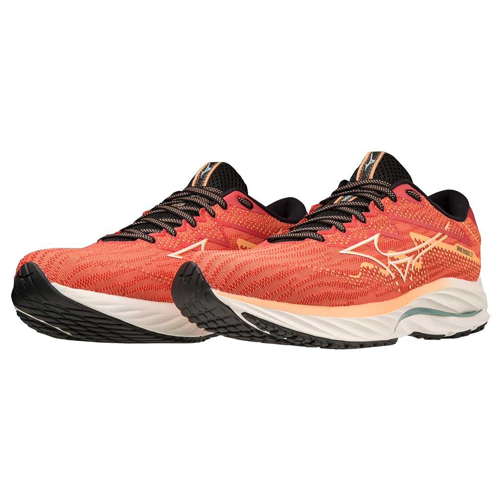 MIZUNO Wave Rider 27, Herren, Spiced Coral/Snow White/Tourmaline