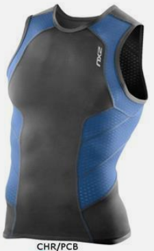 2XU Perform Tri Singlet, Rear Zip, Herren, Charcoal/Pacific Blue