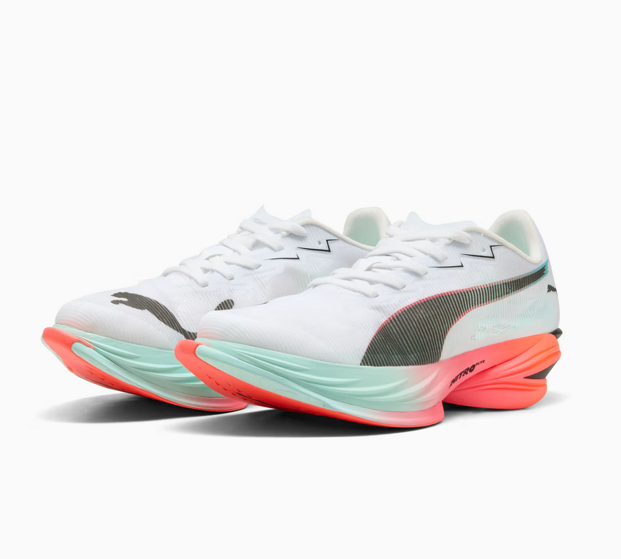 Puma FAST-R NITRO Elite 3, Laufschuhe, Damen, Puma White/Glowing Red/Mint Melt