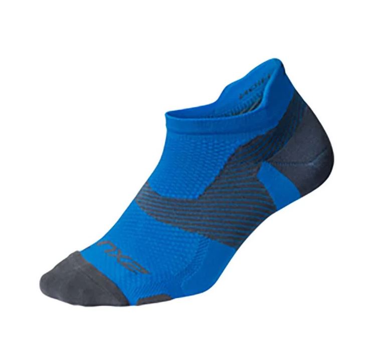 2XU VECTR Light Cushion No Show Socks Vibrant Blue/Grey