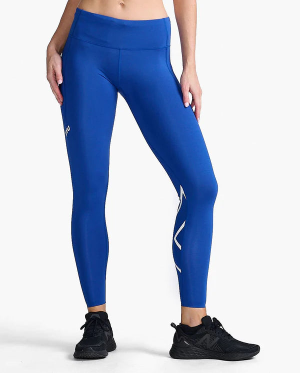 2XU Aero Mid Rise Comp Tights, Damen, blau