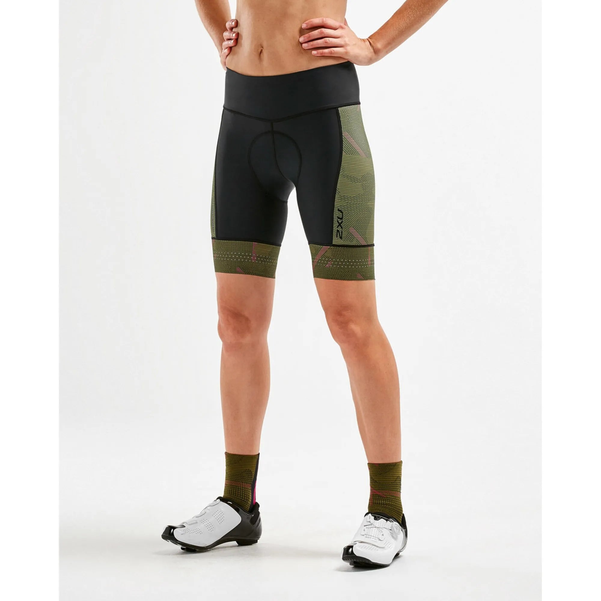 2XU Elite Cycle Shorts, Damen,  Black/Linear Camo Large