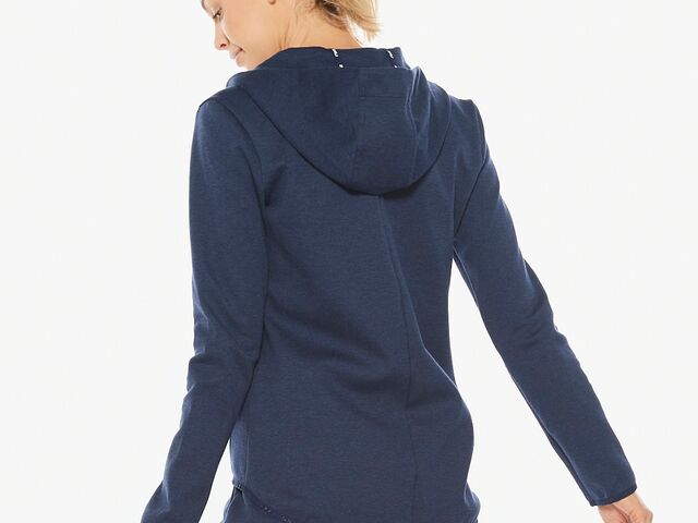 2XU Commute Full Zip Hoodie, Damen, Navy Marble/Black