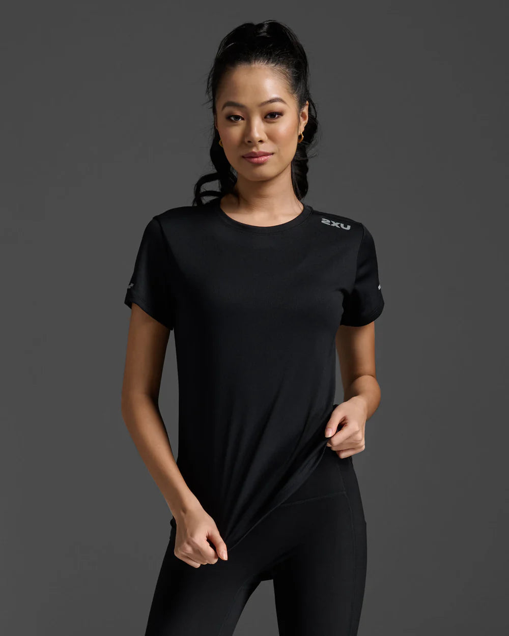 2XU Aero Tee, Laufshirt, Damen, Black/Silver Reflective