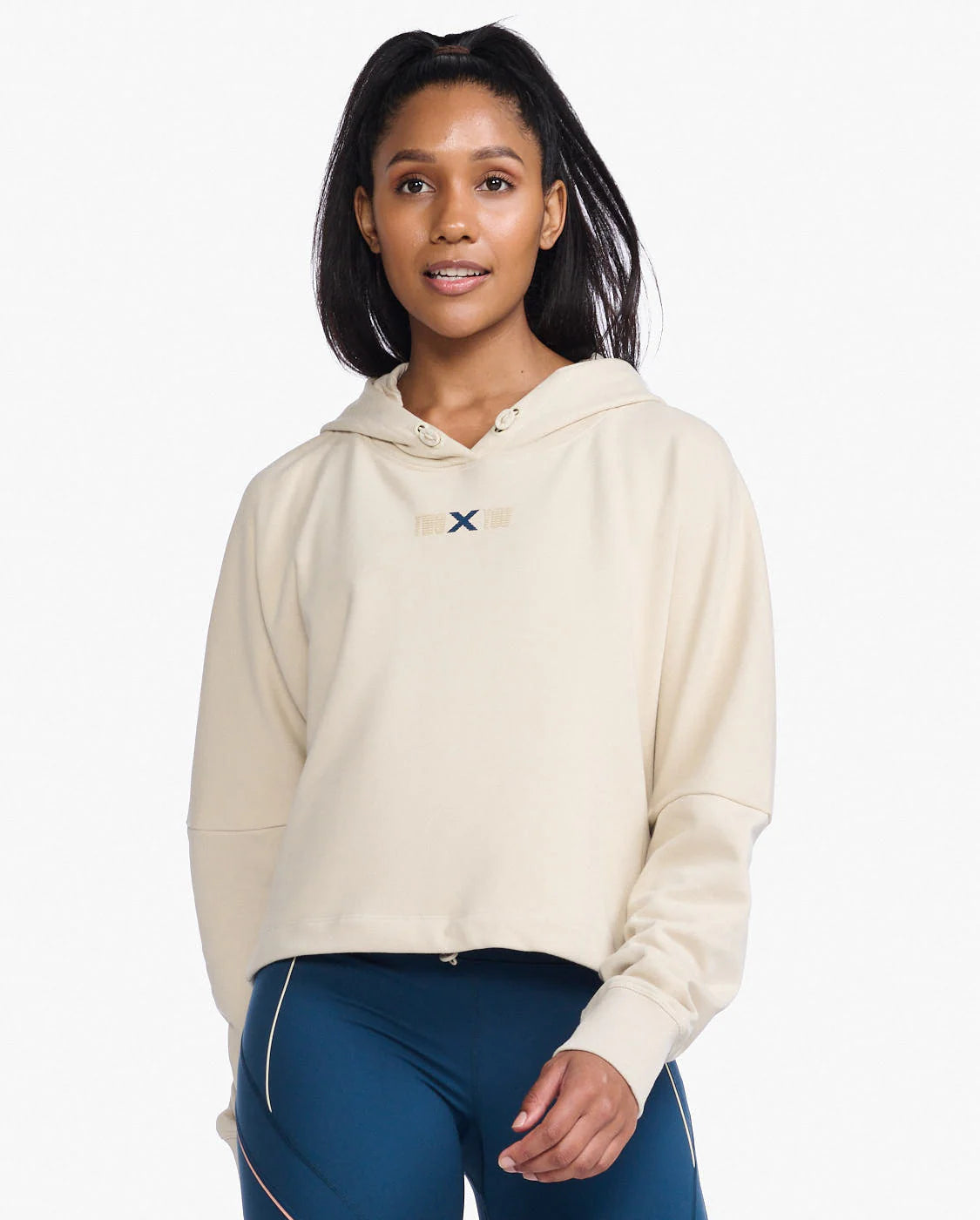 2XU Damen Form Pop Seam Hoodie, Damen, Linen/Off White