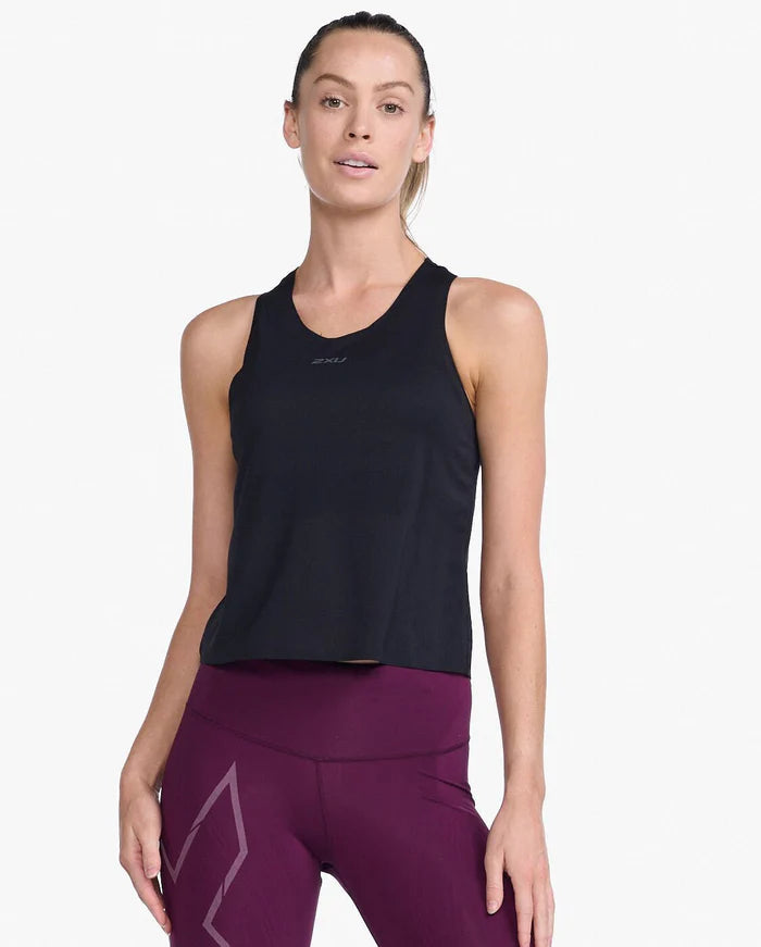 2XU Light Speed Tech Crop Singlet, Damen, Black/Black Reflective