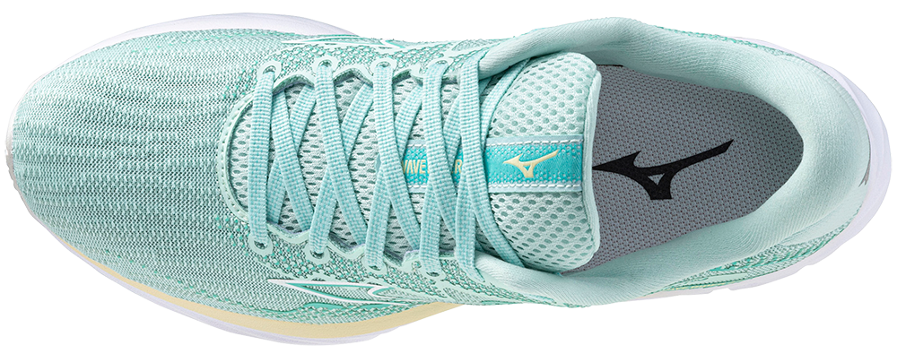 MIZUNO Wave Rider 27, Damen, Eggshell Blue / White /Anise Flower