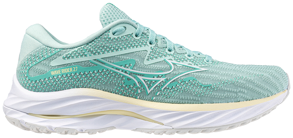 MIZUNO Wave Rider 27, Damen, Eggshell Blue / White /Anise Flower