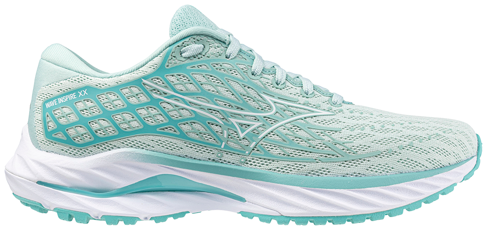 MIZUNO Wave Inspire 20, Damen, Eggshell Blue / White /Blue Turquoise