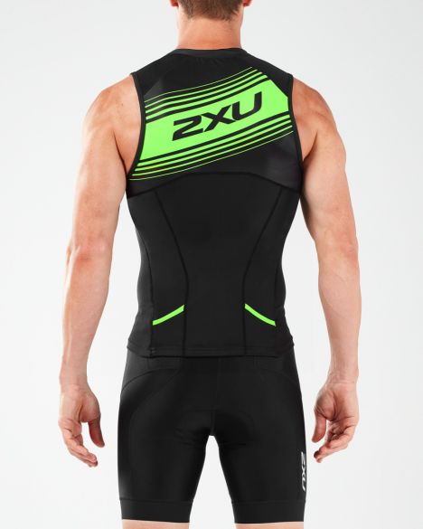 2XU Compression Tri Singlet, Herren, schwarz/grün