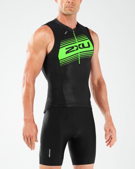 2XU Compression Tri Singlet, Herren, schwarz/grün