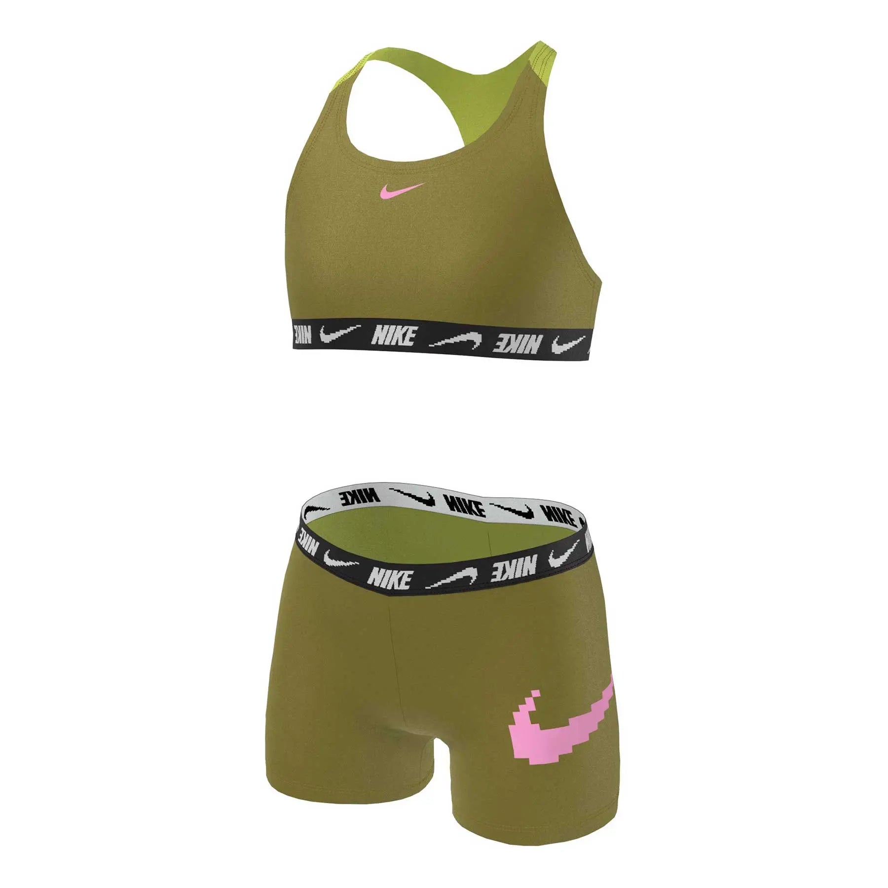 Nike Swim, Racerback Sport Bikini, Kinder, olive/schwarz