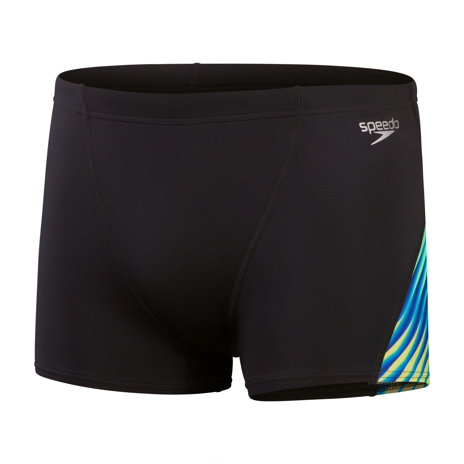 Speedo Aquashorts mit V-Schnitt, Digitalprint, Herren, schwarz/blau/grün