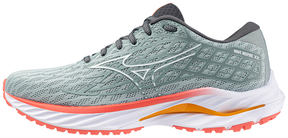 MIZUNO Wave Inspire 20, Damen, Gray Mist / White / Dubarry