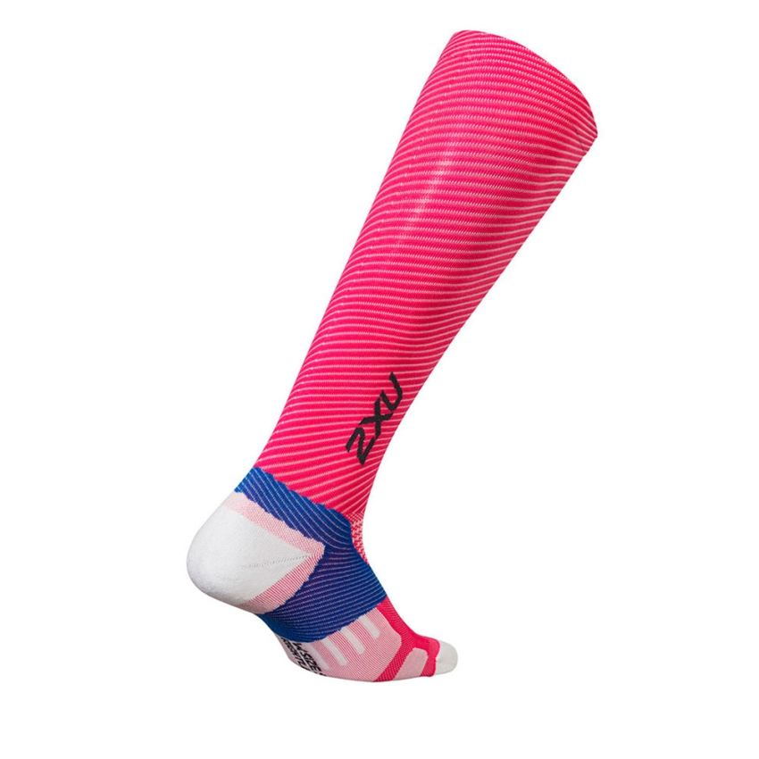 2XU Womens Elite Lite X-Lock Compression Socks, Damen, pinkpfau/weiß