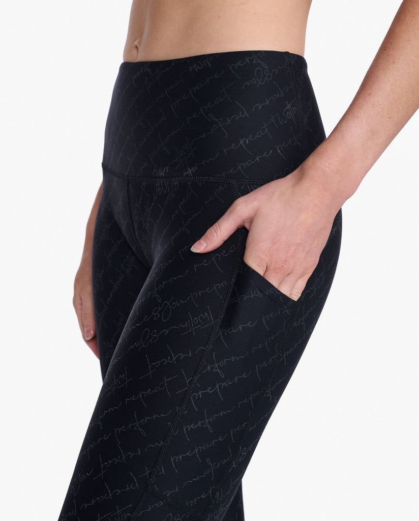 2XU Aero Reflect Hi-Rise Compression Tights, Damen, TTY Script/Black Reflective