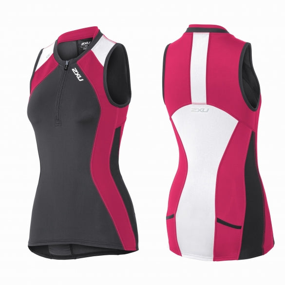 2XU Compression Tri Singlet, Damen, schwarz/rot