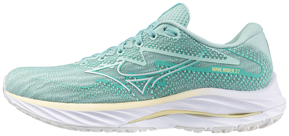 MIZUNO Wave Rider 27, Damen, Eggshell Blue / White /Anise Flower