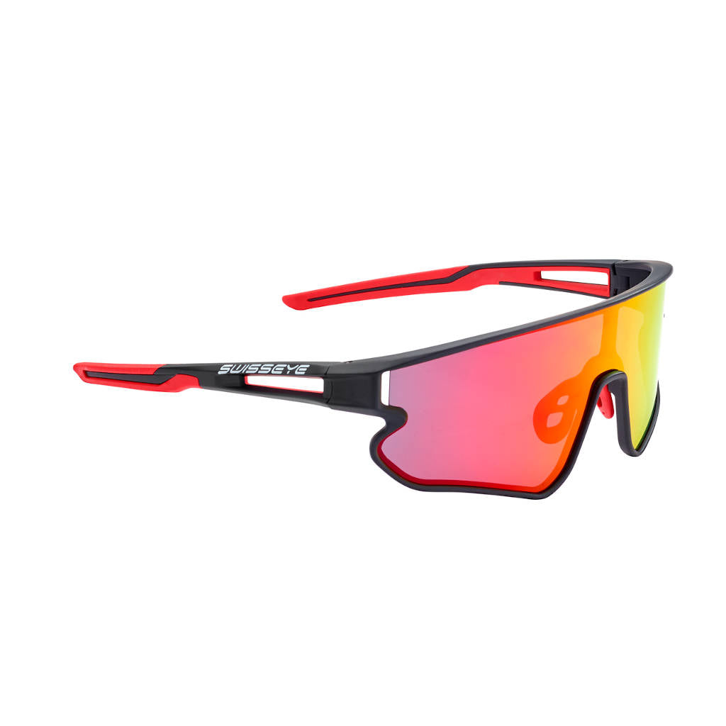 Swisseye Hurricane, schwarz matt/rot , Gläser smoke BR Revo, Sportbrille, Radbrille