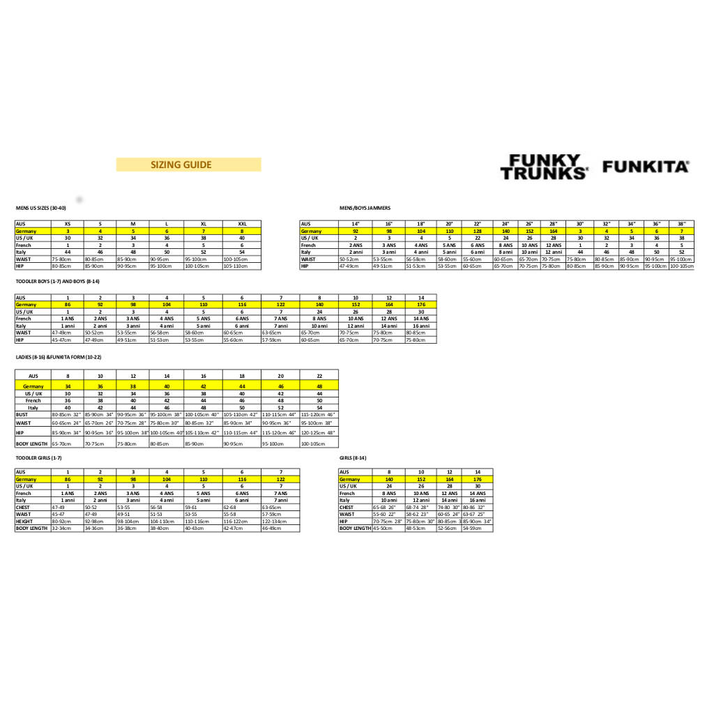 Way Funky, Mother Funky, Funky Trunks Mens Training Jammers Sky City, Badehose, Herren