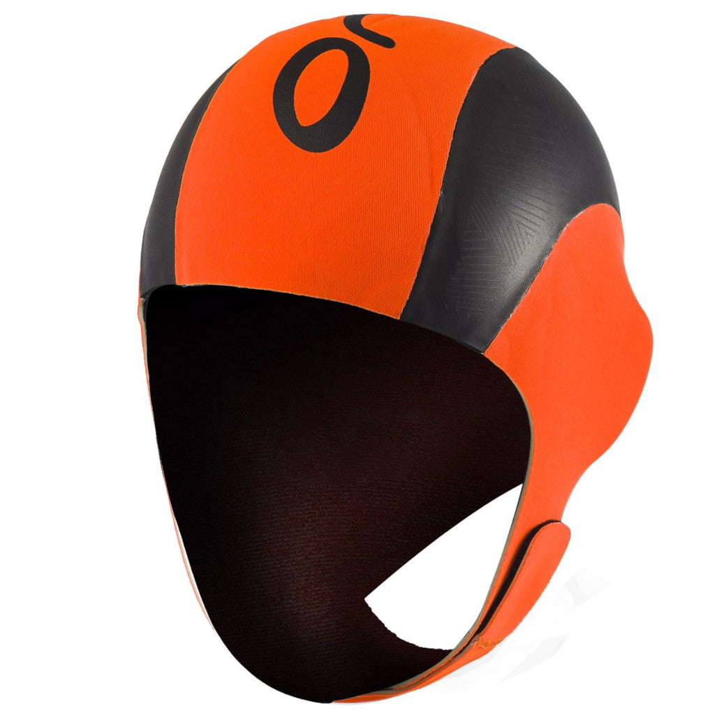 Orca Neopren Schwimmkappe, Swim Cap, Badekappe, Mütze, orange/schwarz