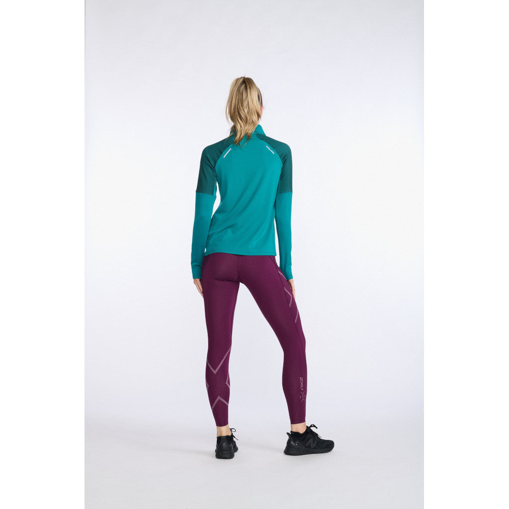 2XU Light Speed 1/2 Zip, Longsleeve, Damen, Jade/Silver Reflective