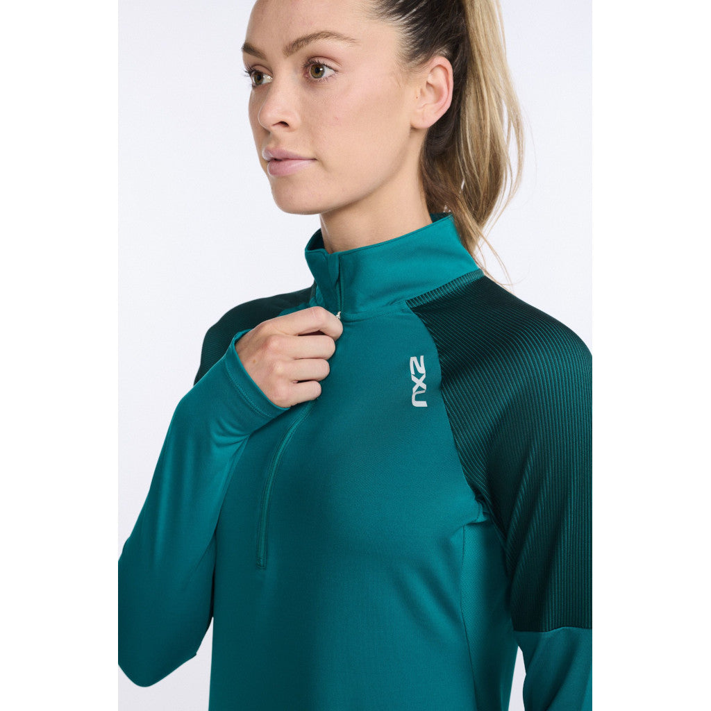 2XU Light Speed 1/2 Zip, Longsleeve, Damen, Jade/Silver Reflective