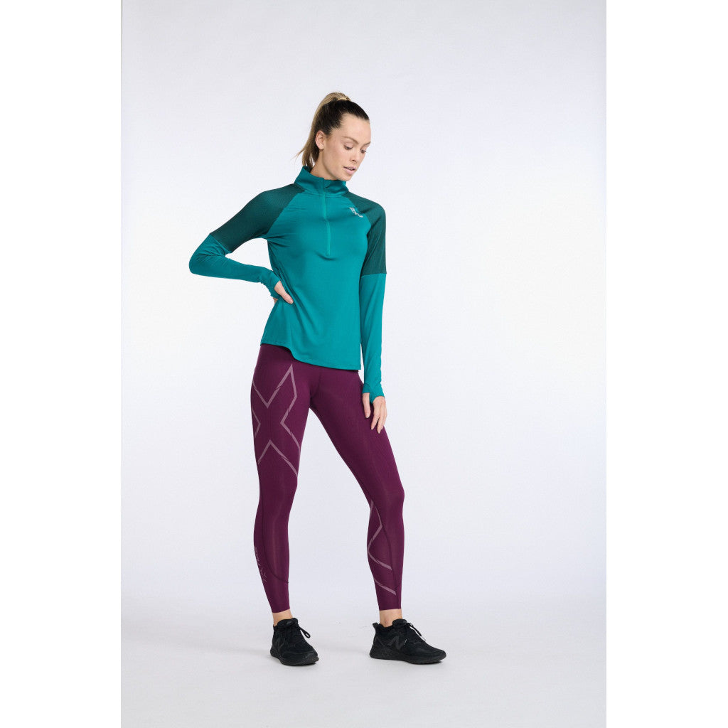 2XU Light Speed 1/2 Zip, Longsleeve, Damen, Jade/Silver Reflective