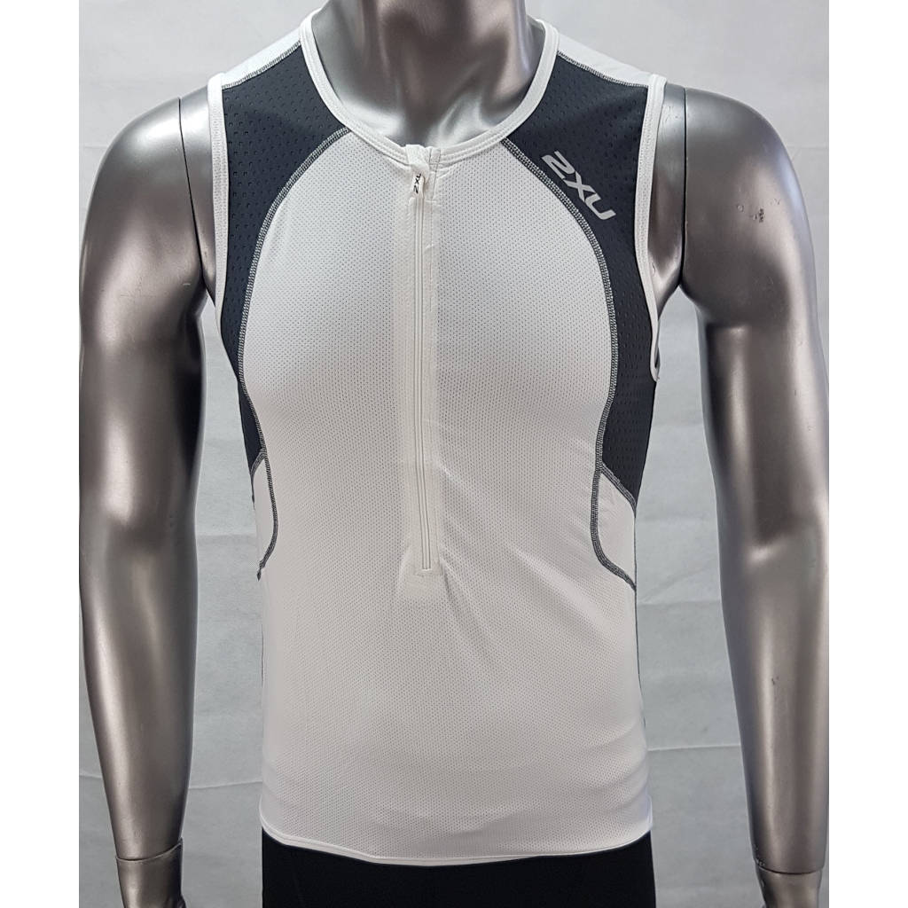 2XU Hi Fil Tri Tri Singlet, Herren, weiß/grau