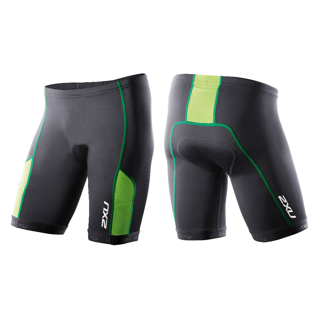 2XU Compression Tri Short 7", Herren, schwarz/grün