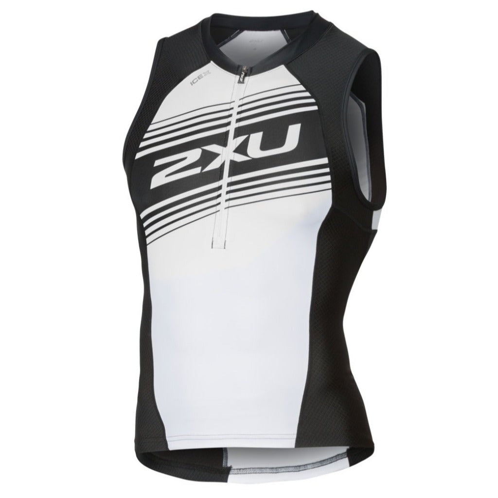 2XU Compression Tri Singlet, Herren, schwarz/weiß