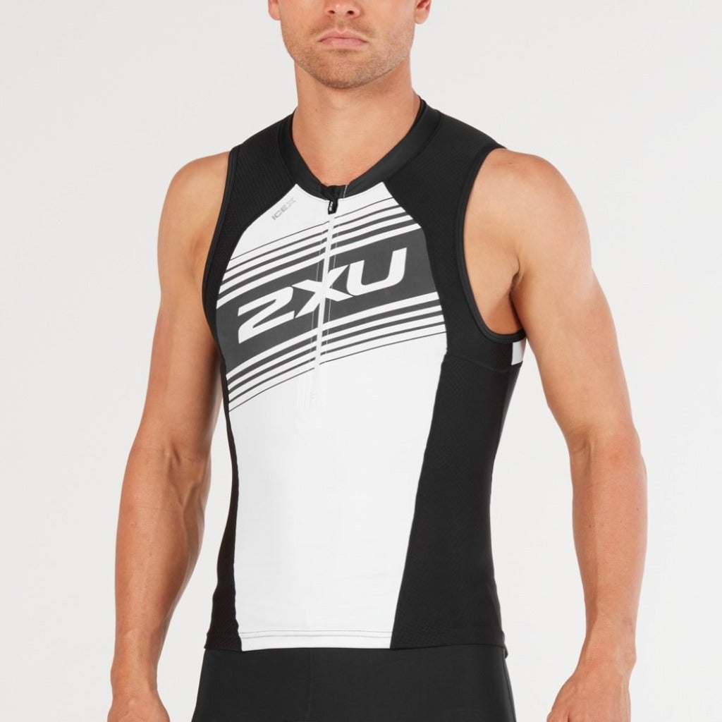 2XU Compression Tri Singlet, Herren, schwarz/weiß