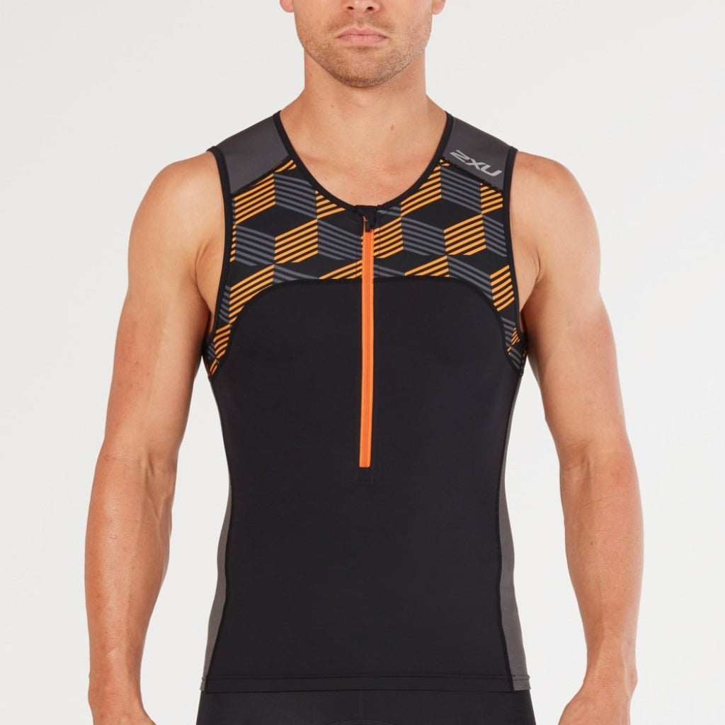 2XU Active Tri Singlet, Herren, schwarz/orange