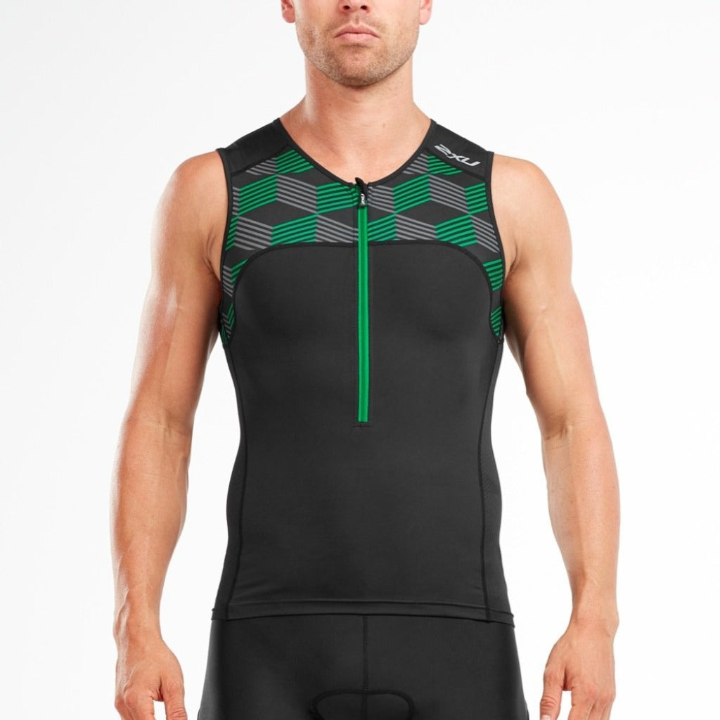 2XU Active Tri Singlet, Herren, schwarz/grün