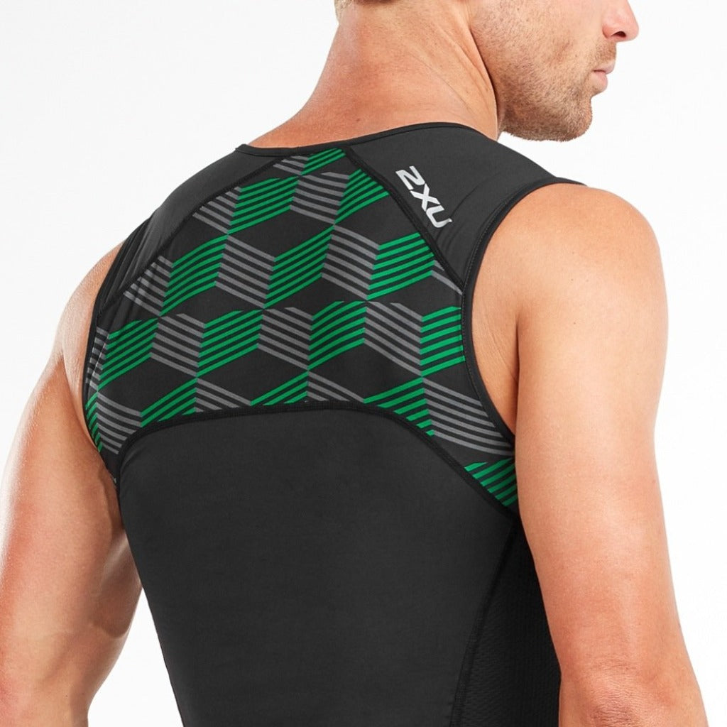 2XU Active Tri Singlet, Herren, schwarz/grün