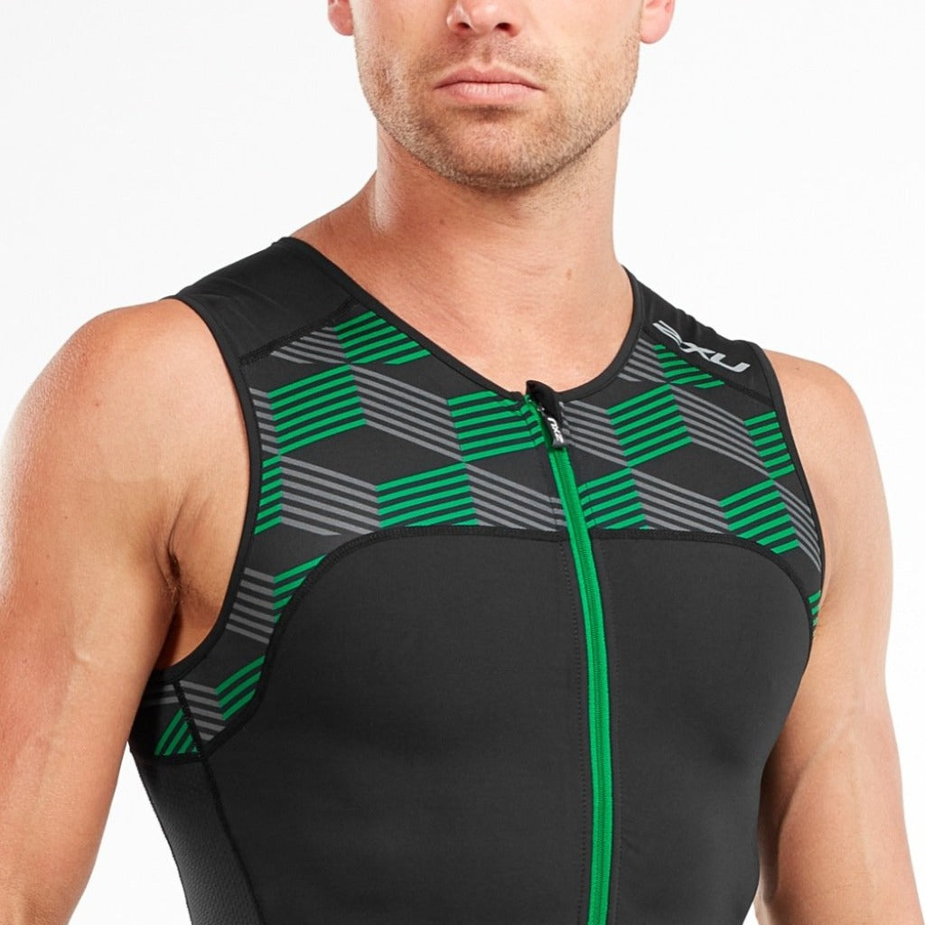 2XU Active Tri Singlet, Herren, schwarz/grün