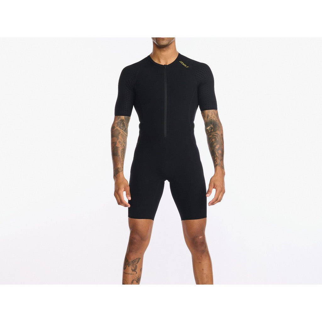 2XU Light Speed Tech Sleeved Trisuit, Herren, black/gold, schwarz gold