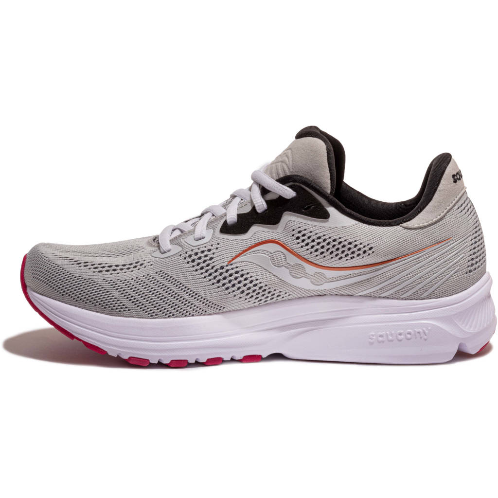 Saucony Ride 14, Damen, fog/cherry, hellgrau/rot