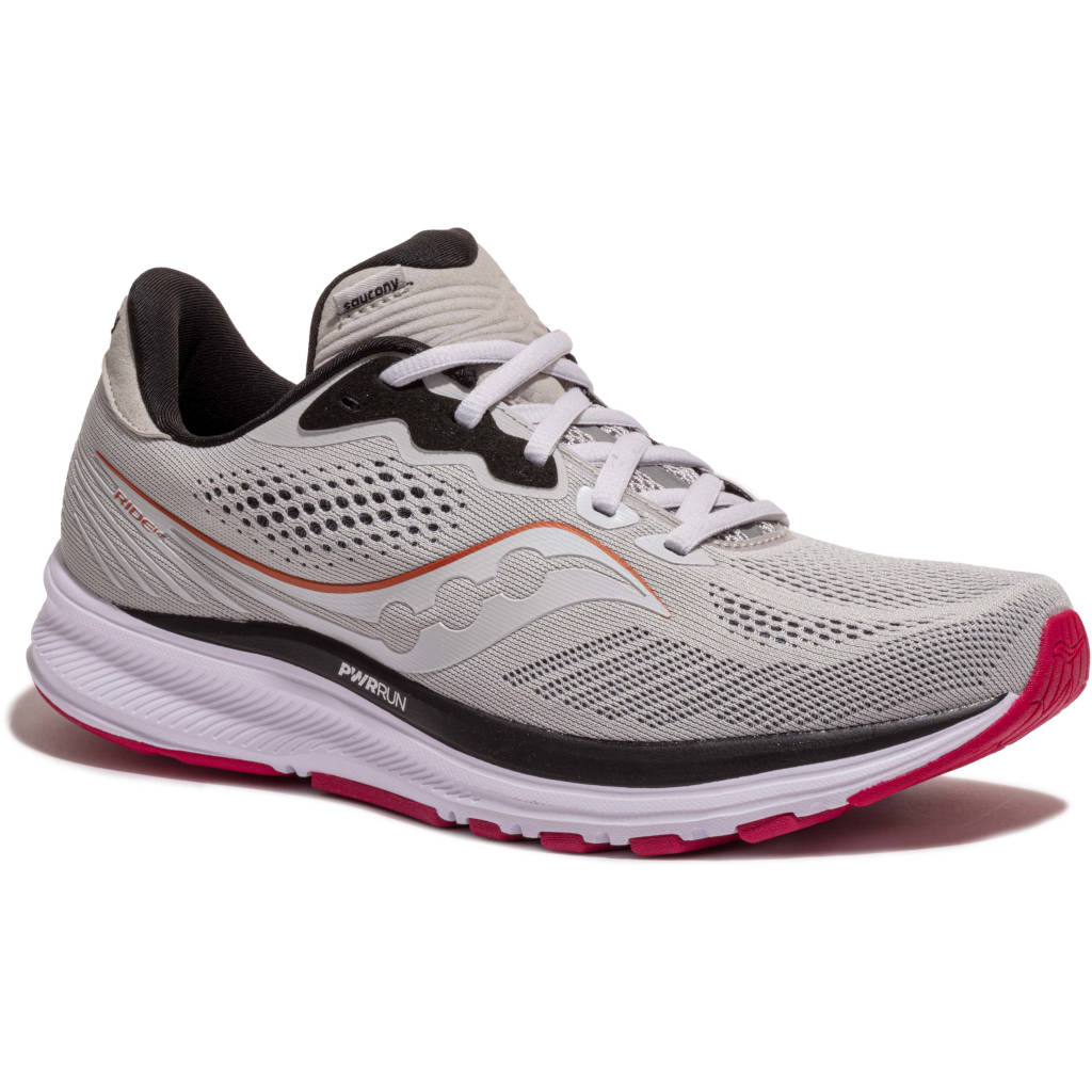 Saucony Ride 14, Damen, fog/cherry, hellgrau/rot