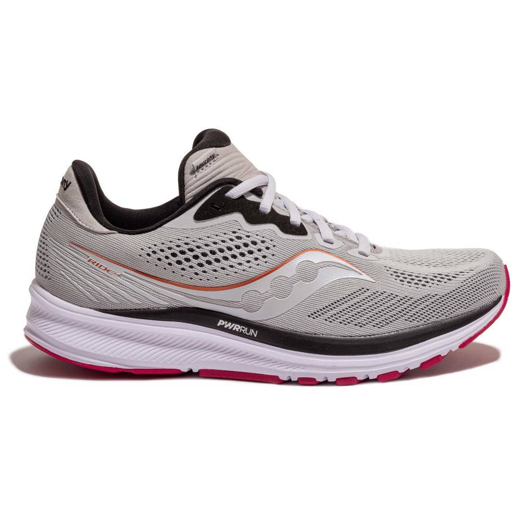 Saucony Ride 14, Damen, fog/cherry, hellgrau/rot