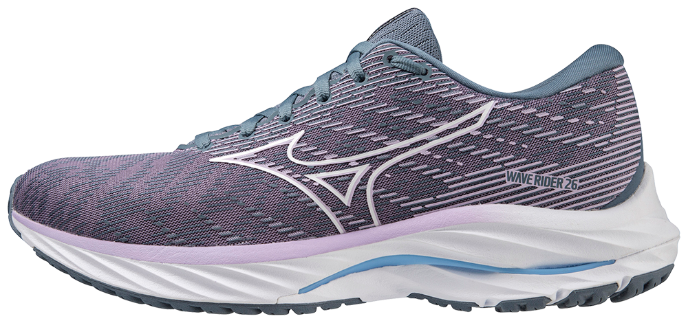 MIZUNO Wave Rider 26, Damen, Wisteria/White/China Blue, flieder/weiß/blau