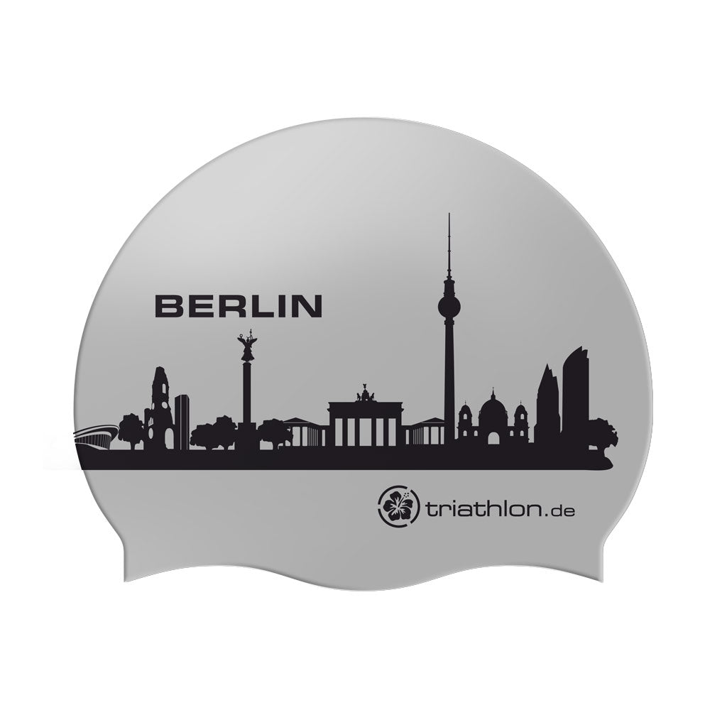 triathlon.de Silicon Cap, Badekappe, Stadt Berlin, silber/grau