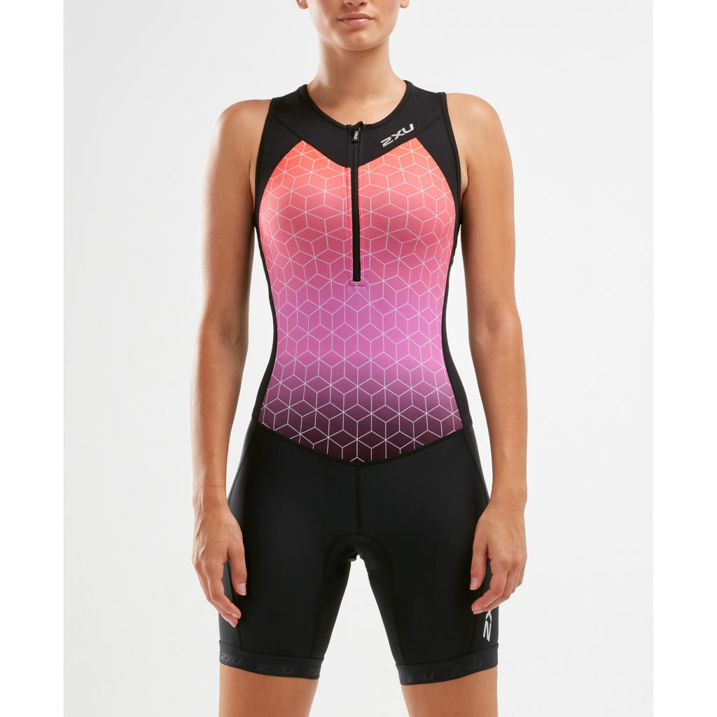 2XU Active TriSuit, Damen, Black/Sunset Ombre